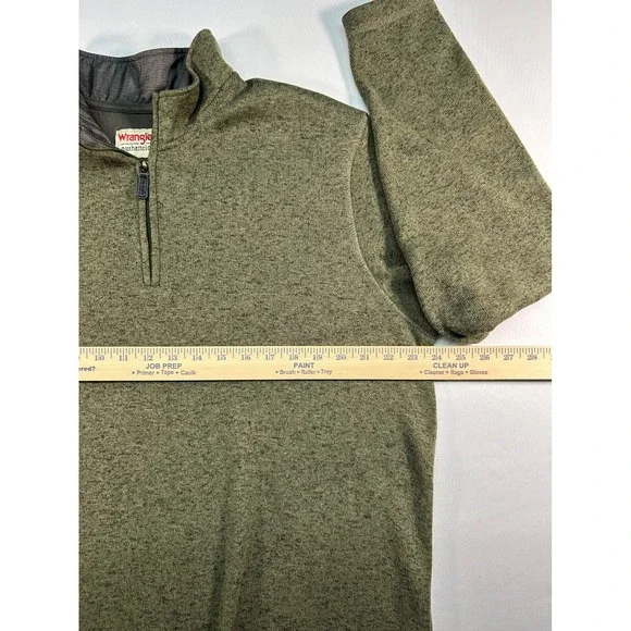 Wrangler Authentics Mens Quarter Zip Fleece Pullover Olive Green MTTH52213 L - Picture 4 of 7